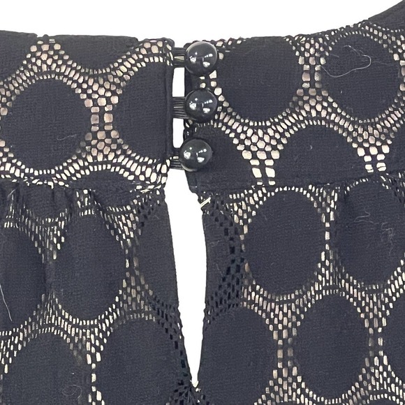 Agb SLEEVELESS POLKA DOT LACE OVERLAY ROUND NECK SHIFT DRESS BLACK/BEIGE 16 EUC - Picture 10 of 15